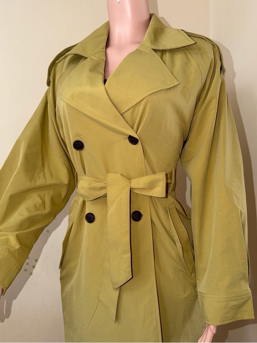 a new day Olive Green Double-Breasted Trench Coat - Picture 2 of 7